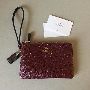 Coach Patent Leather Corner Zip in Oxblood